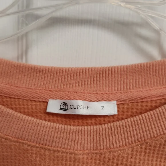 Cupshe Orange Creamsicle Tie-Front Cropped Sweatshirt - Picture 4 of 10